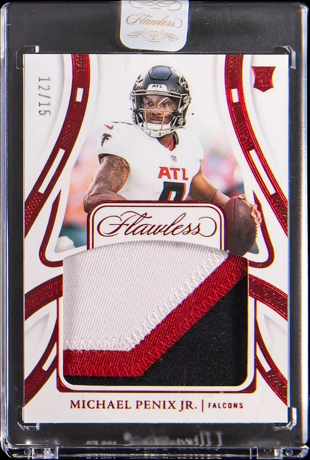 2024 Panini Flawless Michael Penix Jr. - Panini Encased Patches Ruby #FRP-MPJ card image