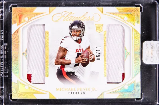 2024 Panini Flawless Michael Penix Jr. Patch - Panini Encased Debut Duals #DD-MPJ card image