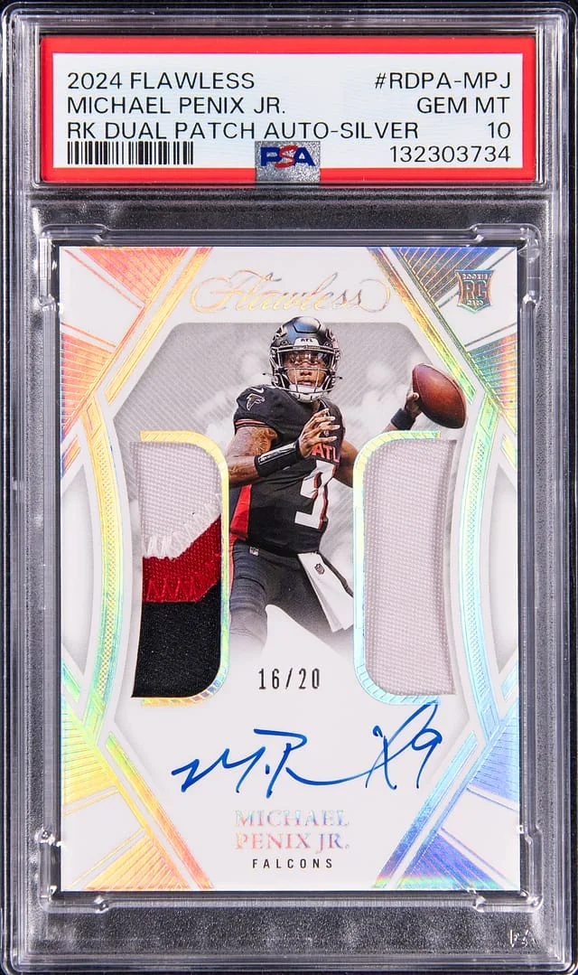 2024 Panini Flawless Michael Penix Jr. Dual Patch Autograph Silver #RDPA-MPJ card image