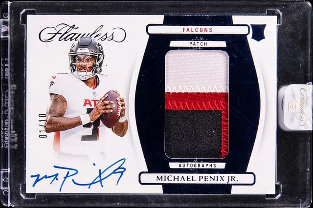 2024 Panini Flawless Michael Penix Jr. Patch Autographs Sapphire #RPA-MPJ card image
