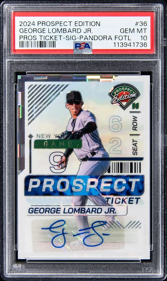 2024 Panini George Lombard Jr. Prospet Edition Prospect Ticket Signatures Pandora First Off The Line (FOTL) #36 card image