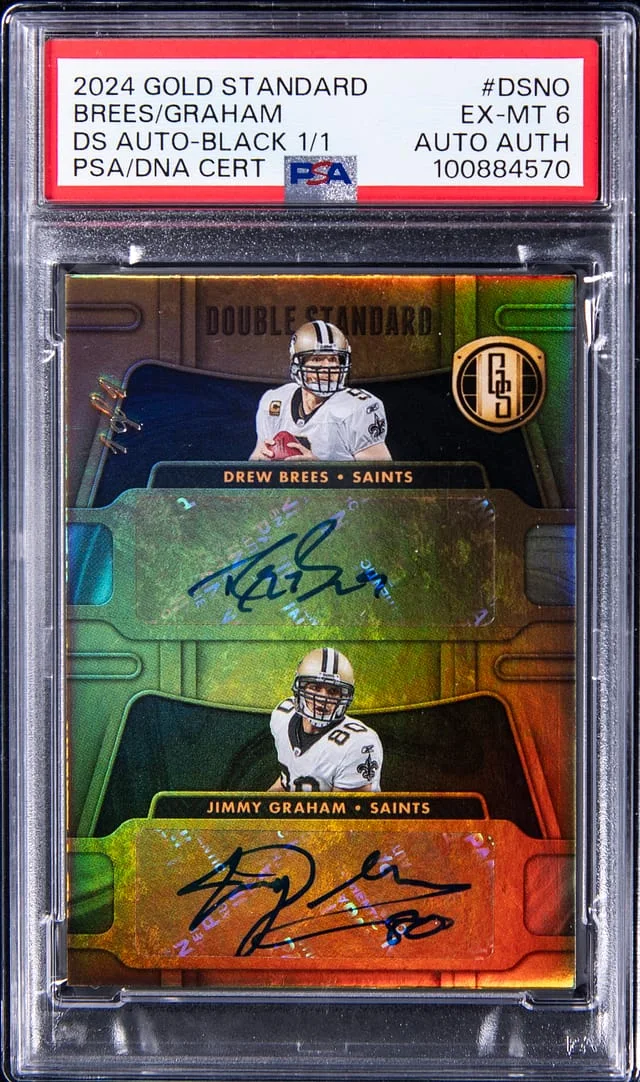 2024 Panini Gold Standard Drew Brees/Jimmy Graham Double Standard Autograph Black #DSNO card image