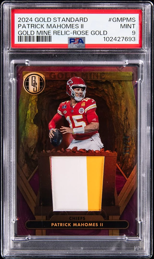 2024 Panini Gold Standard Patrick Mahomes II Gold Mine Relic Rose Gold #GM-PMS card image