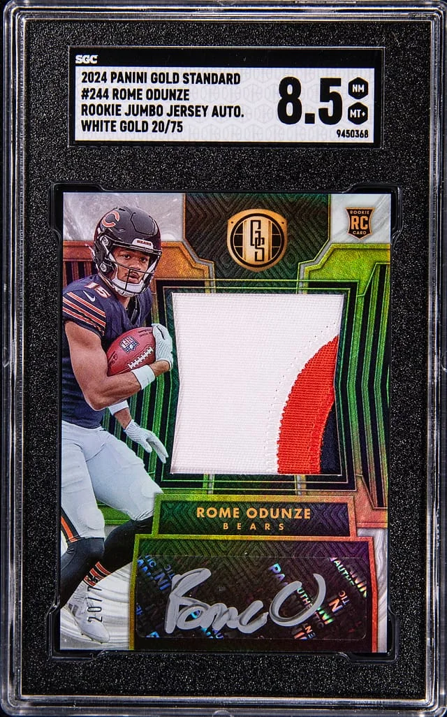 2024 Panini Gold Standard Rome Odunze Jumbo Jersey Autograph-White Gold #244 card image