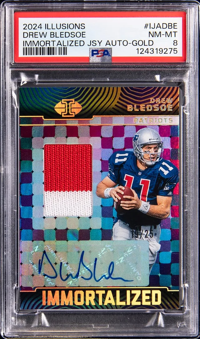 2024 Panini Illusions Drew Bledsoe Immortalized Jersey Autograph Gold #IJA-DBE card image