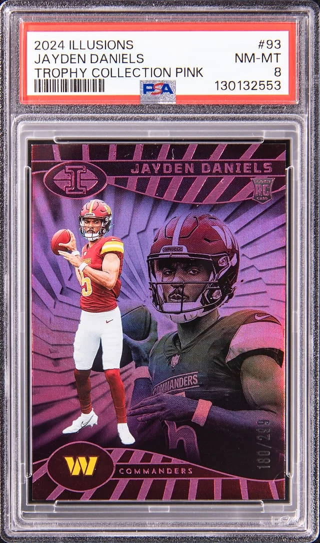 2024 Panini Illusions Jayden Daniels Trophy Collection Pink #93 card image