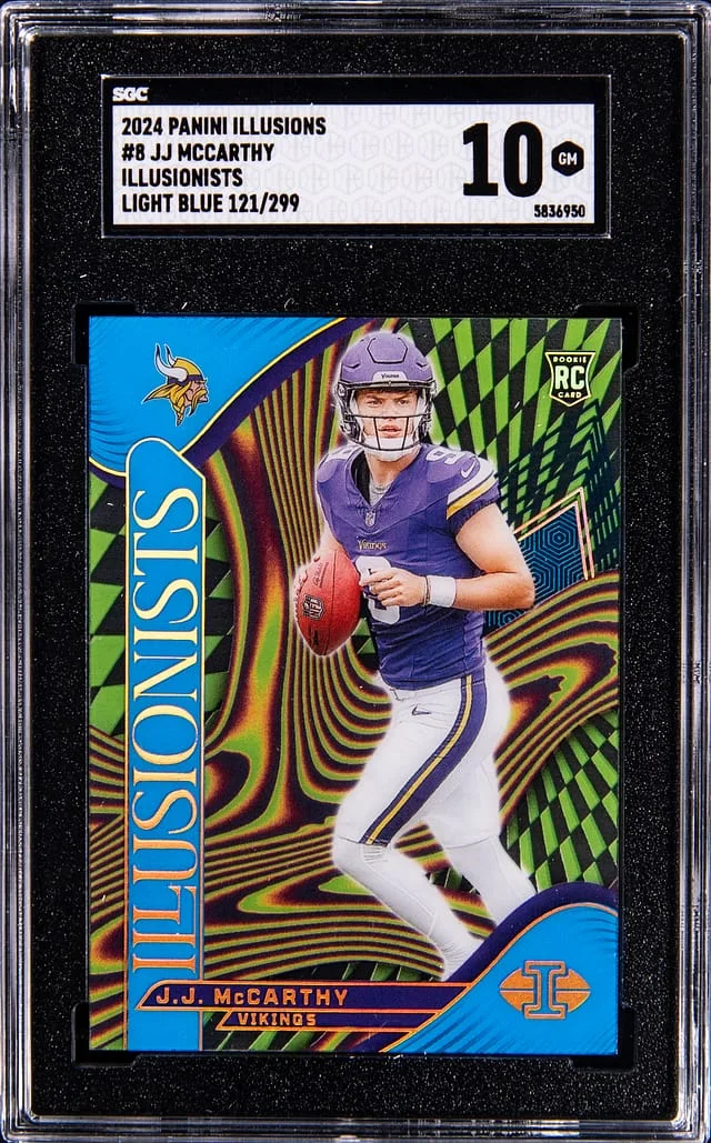 2024 Panini Illusions JJ McCarthy Illusionists Light Blue #8 card image