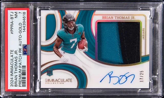 2024 Panini Immaculate Collection Brian Thomas Jr. Premium Patch Autograph Gold #PPRA-BTJ card image