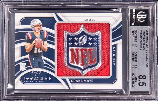 2024 Panini Immaculate Collection Drake Maye Shields #RJL-DME card image