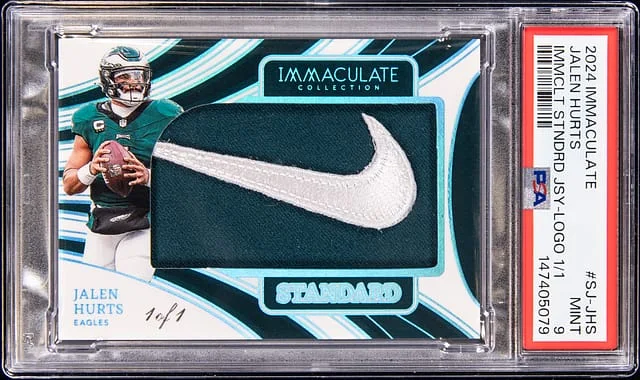 2024 Panini Immaculate Collection Jalen Hurts Immaculate Standard Jersey Logo #SJ-JHS card image