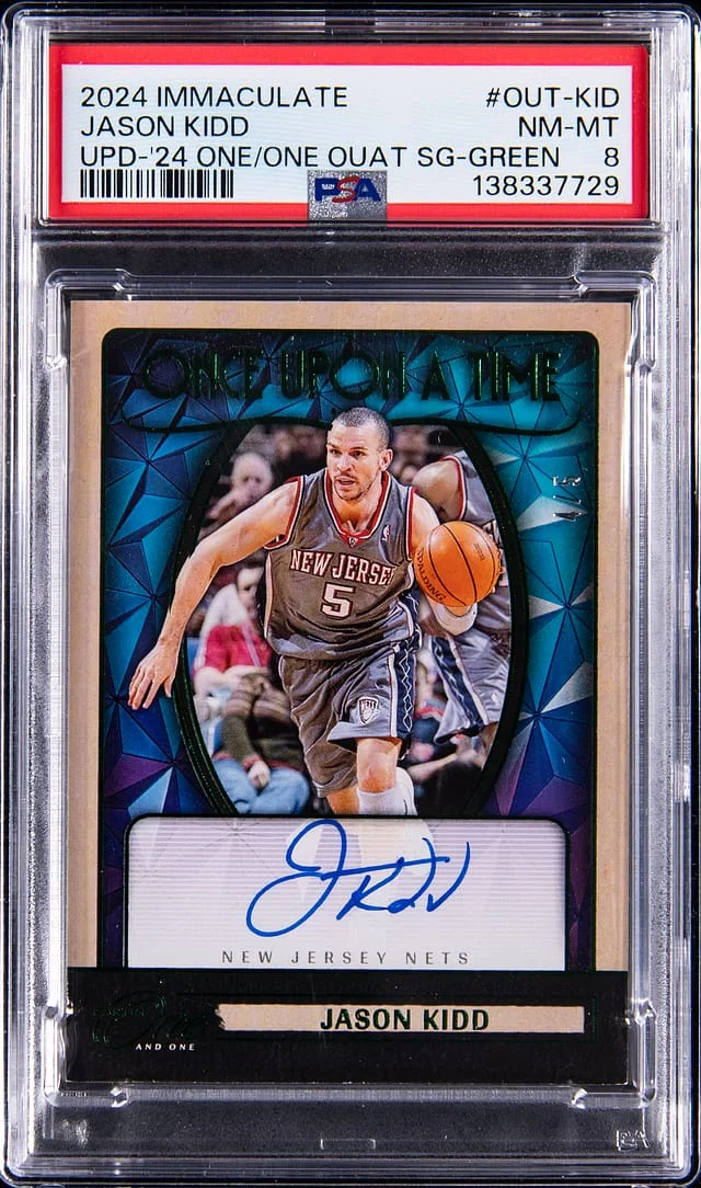 2024 Panini Immaculate Collection Jason Kidd Update '24 One/One Once Upon A Time Signatures Green #OUT-KID card image