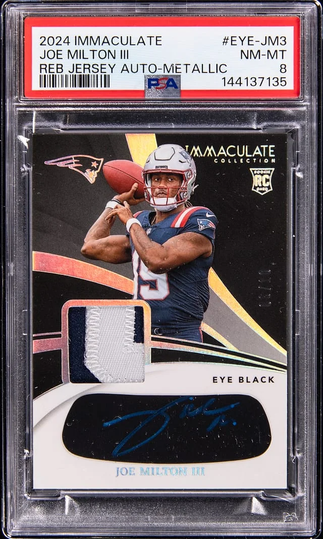 2024 Panini Immaculate Collection Joe Militon III Immaculate Eye Black Jersey Autographs Metallic #EYE-JM3 card image