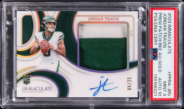2024 Panini Immaculate Collection Jordan Travis Premium Patch Autograph Gold #PPRA-JRS card image