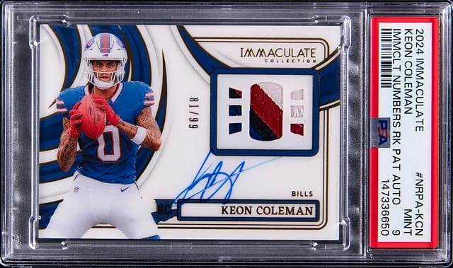 2024 Panini Immaculate Collection Keon Coleman Immaculate Numbers Patch Autograph (RPA) #NRPA-KCN card image