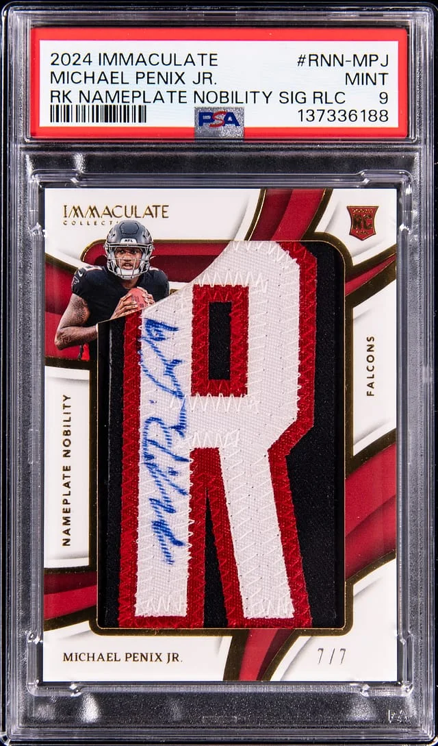 2024 Panini Immaculate Collection Michael Penix Jr. Nameplate Nobility Signature Relic #RNN-MPJ card image