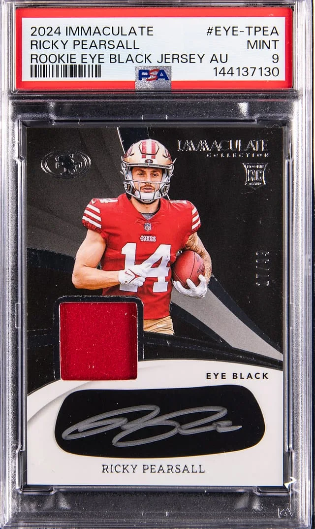 2024 Panini Immaculate Collection Ricky Pearsall Eye Black Jersey Autographs #EYE-TPEA card image