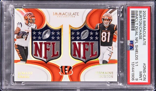 2024 Panini Immaculate Jermaine Burton, Ja'Marr Chase Immaculate Dual NFL Shields #DNS-CIN card image