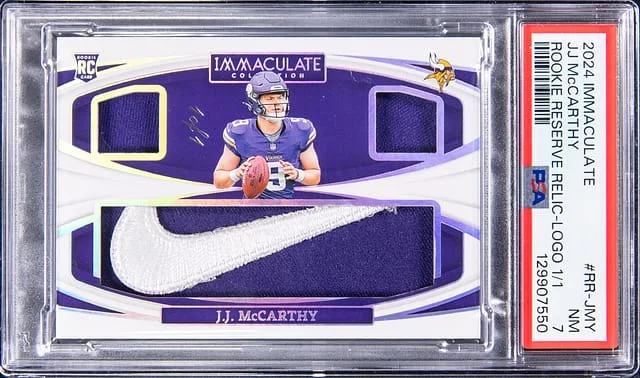 2024 Panini Immaculate J.J. McCarthy Reserve Relic Logo #RR-JMY card image