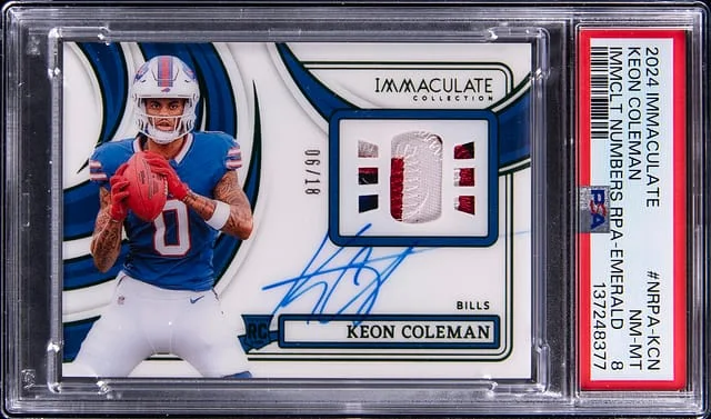 2024 Panini Immaculate Keon Coleman Numbers Patch Autograph (RPA) Emerald #NRPA-KCN card image