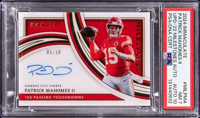 2024 Panini Immaculate Patrick Mahomes Update '22 Immaculate Milestones Autographs #MIL-PMA card image