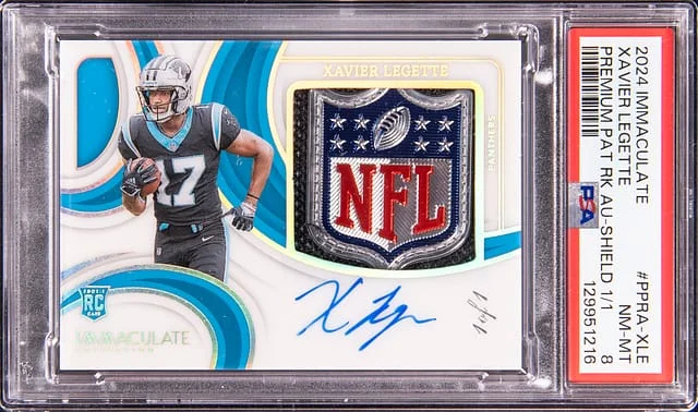 2024 Panini Immaculate Xavier Legette Premium Patch Autograph Shield #PPRA-XLE card image