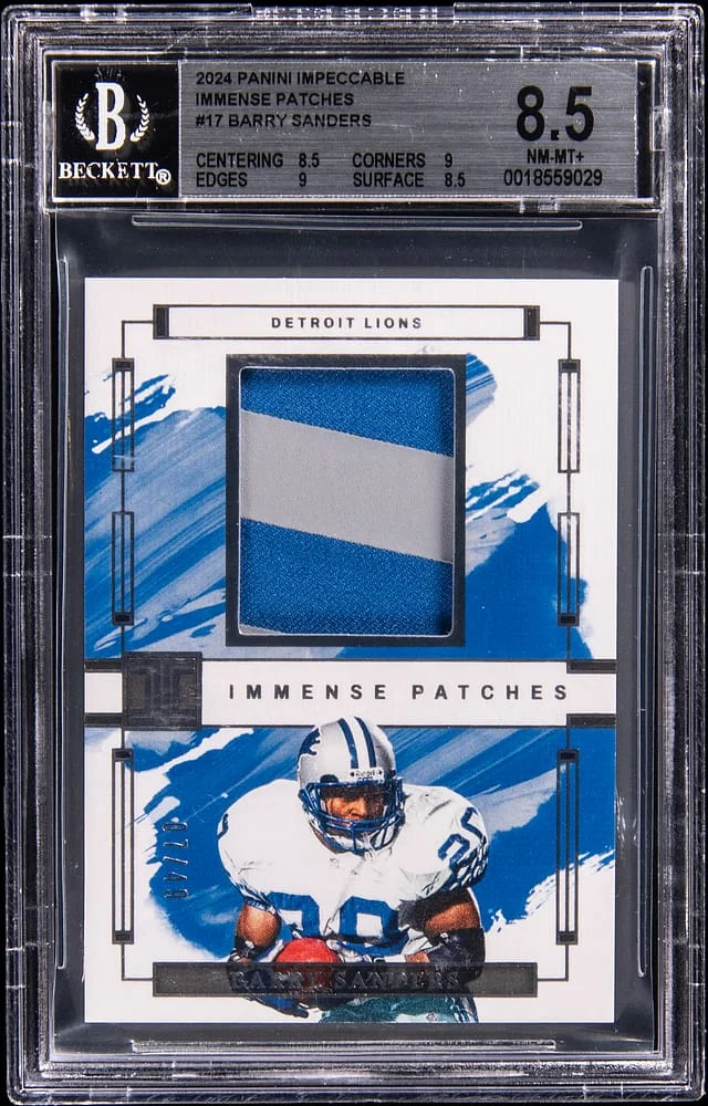 2024 Panini Impeccable Barry Sanders Immense Patches #IP-BSS card image