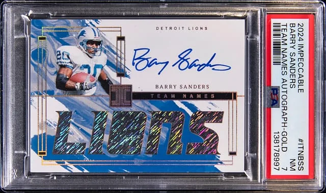 2024 Panini Impeccable Barry Sanders Team Names Autograph Gold #ITN-BSS card image