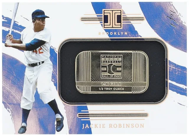 2024 Panini Impeccable Jackie Robinson 14K Gold Bar Gold Cooperstown Logo #35 card image