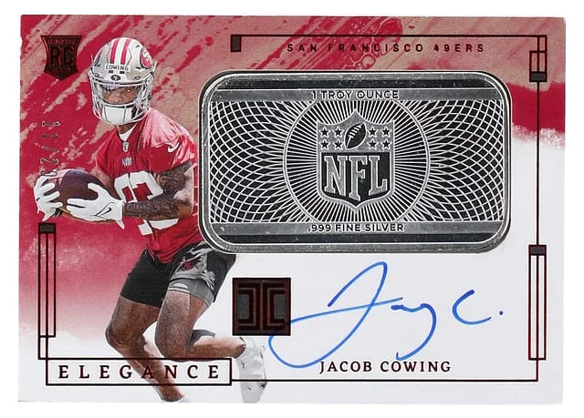 2024 Panini Impeccable Jacob Cowing Elegance Helmet and Patch Autographs - Silver Bar #RHP-JCG card image