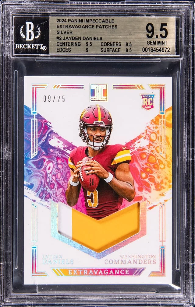 2024 Panini Impeccable Jayden Daniels Extravagance Patches Silver #2 card image