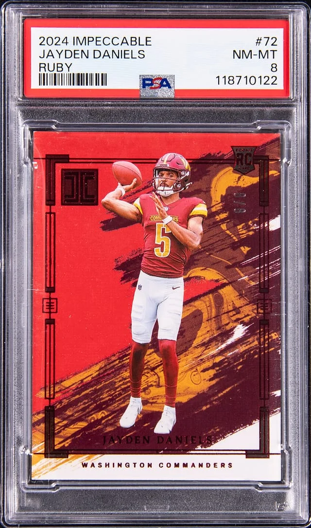 2024 Panini Impeccable Jayden Daniels Ruby #72 card image