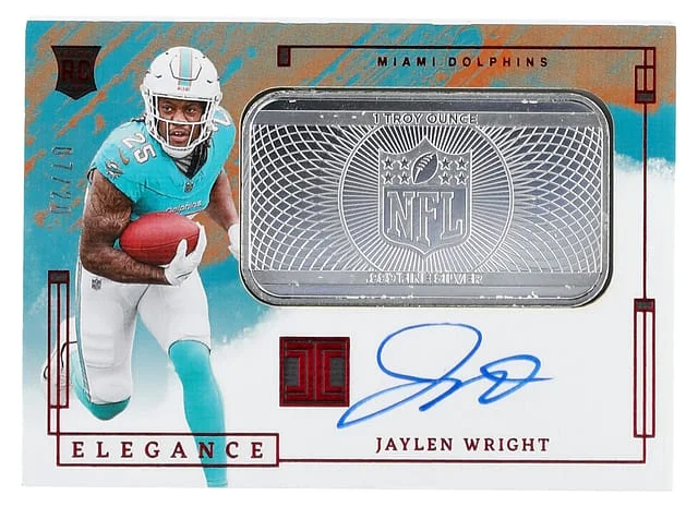 2024 Panini Impeccable Jaylen Wright Elegance Helmet and Patch Autographs Silver #RHP-JWT card image