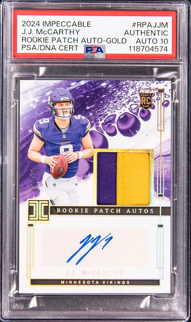 2024 Panini Impeccable J.J. McCarthy Patch Autographs #RPA-JJM card image