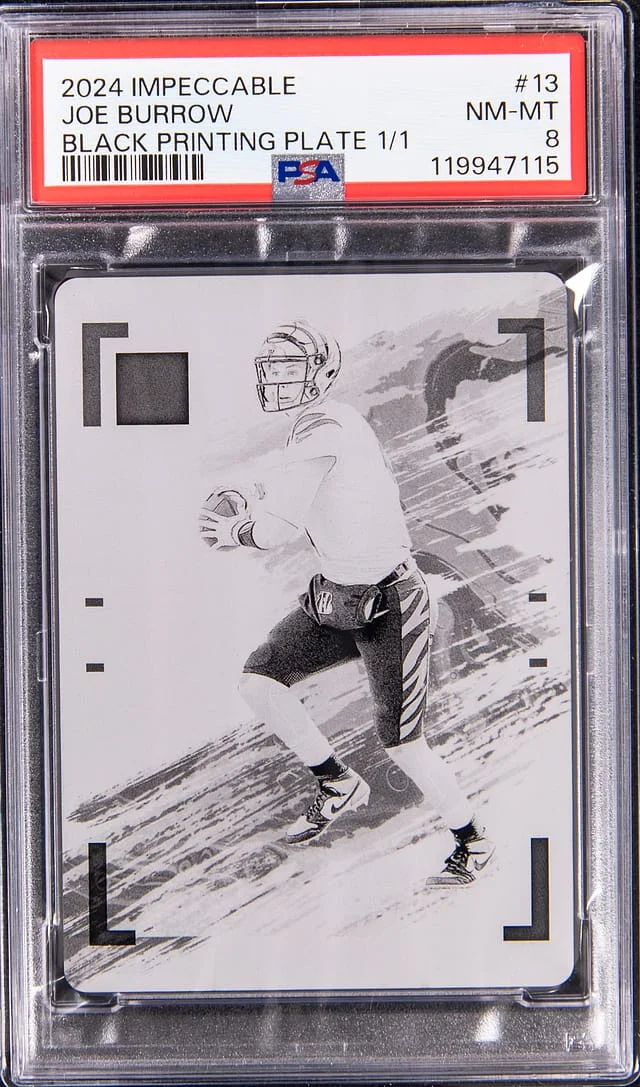 2024 Panini Impeccable Joe Burrow Black Printing Plate #13 card image