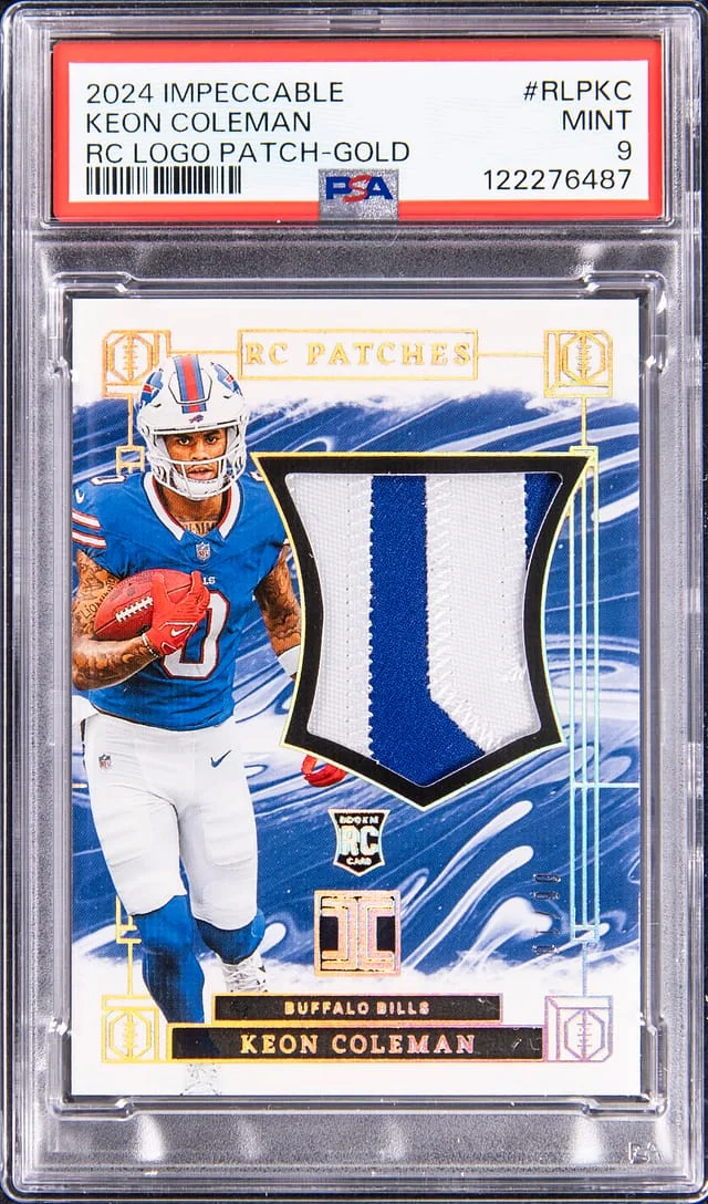 2024 Panini Impeccable Keon Coleman Logo Patch Gold #RLP-KC card image