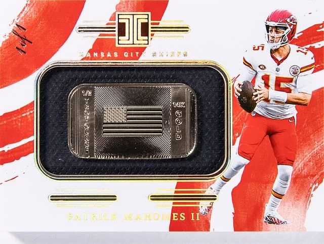 2024 Panini Impeccable Patrick Mahomes II Gold Bar USA Flag Gold #USA-PMS card image