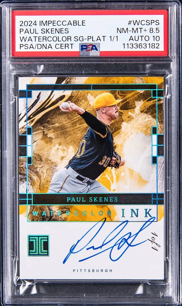 2024 Panini Impeccable Paul Skenes Watercolor Signatures Platinum #WCS-PS card image