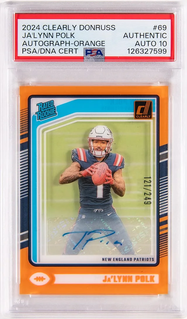 2024 Panini Ja'Lynn Polk Clearly Donruss Rated Autograph Orange #69 card image