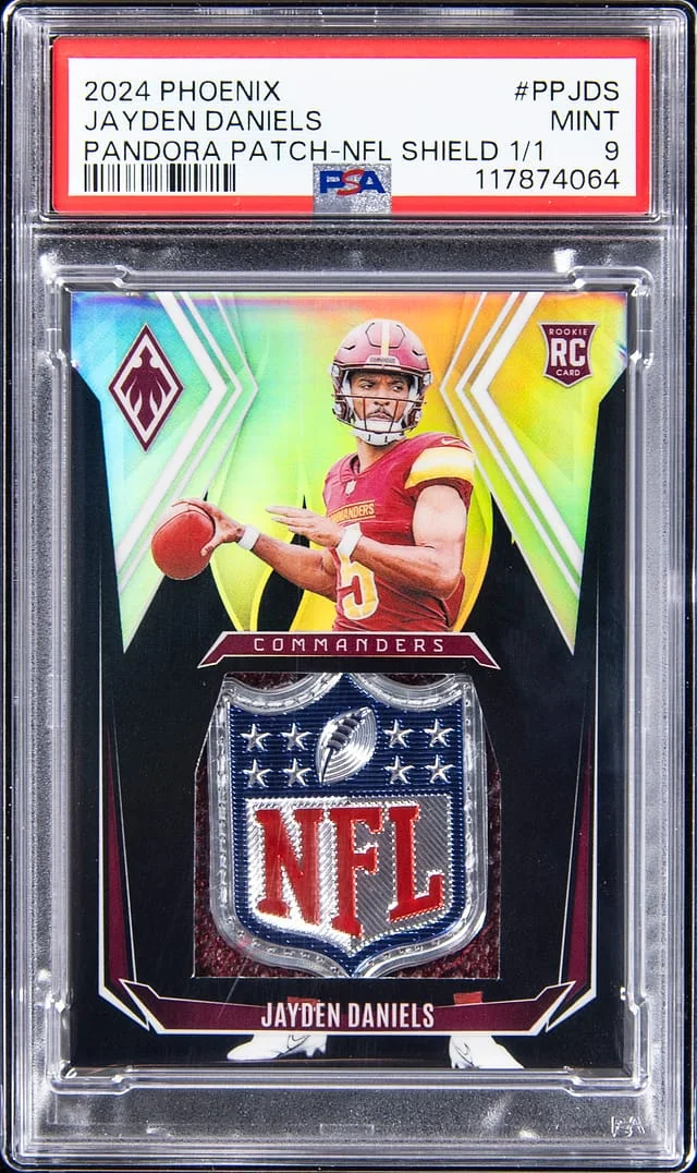 2024 Panini Jayden Daniels Phoenix Pandora Patch NFL Shield #PP-JDS card image