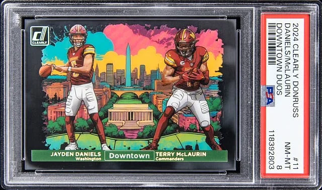 2024 Panini Jayden Daniels/Terry McLaurin Clearly Donruss Downtown Duos #11 card image