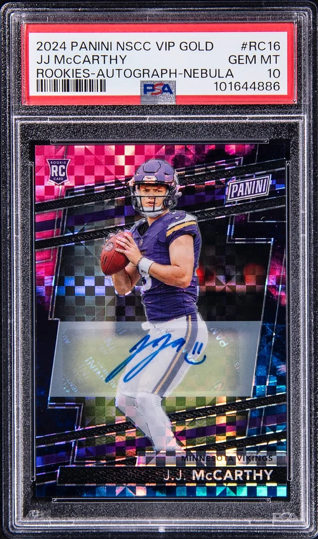 2024 Panini J.J. McCarthy National Sports Card Convention VIP Gold Autograph Nebula #RC16 card image