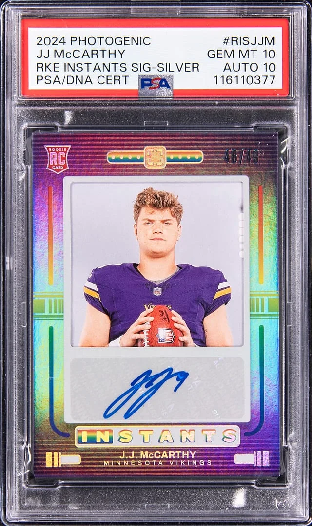 2024 Panini JJ McCarthy Photogenic Instants Signature Silver #RISJJM card image