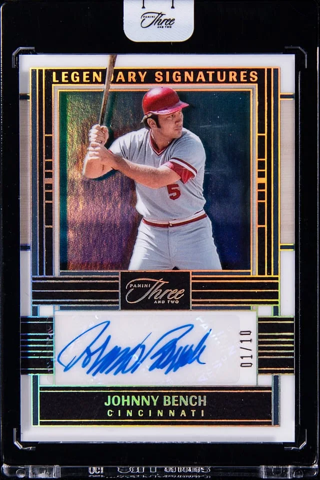 2024 Panini Johnny Bench Three and Two Legendary Signatures #LEG-JB card image
