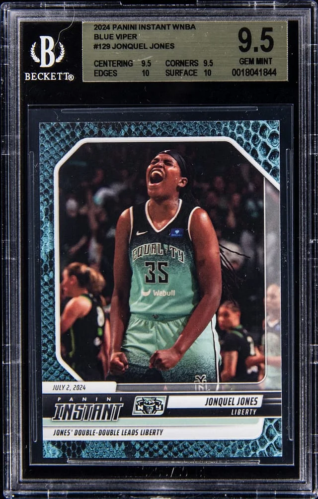 2024 Panini Jonquel Jones Instant WNBA Blue Viper #129 card image
