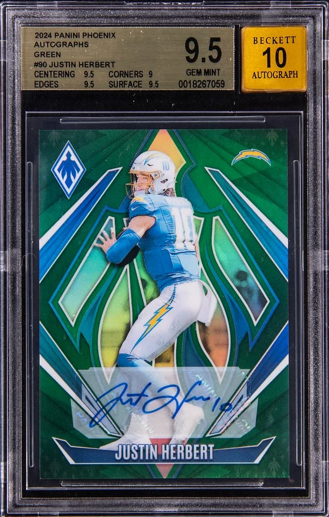2024 Panini Justin Herbert Phoenix Autographs-Green #90 card image