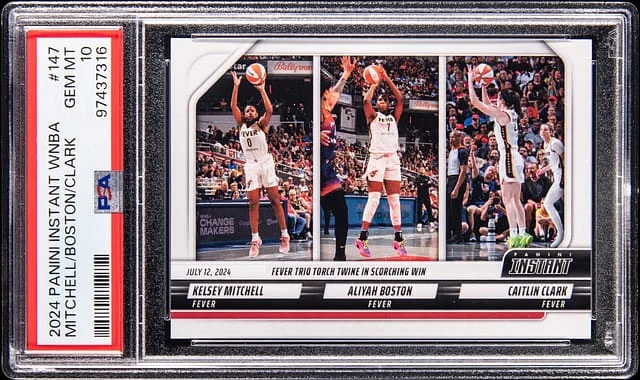 2024 Panini Kelsey Mitchell/Aliyah Boston/Caitlin Clark Instant WNBA #147 card image