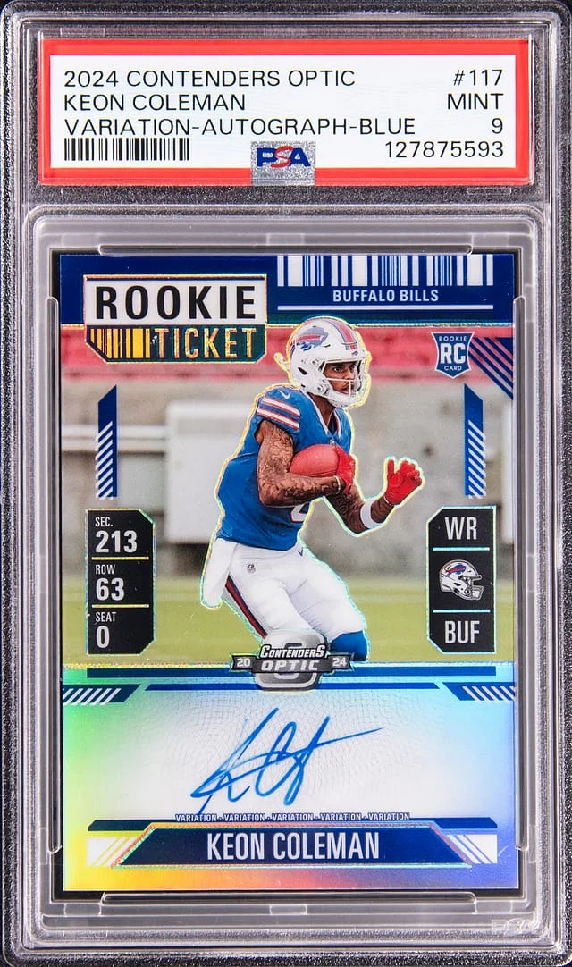 2024 Panini Keon Coleman Conteders Optic Variation Autograph Blue #117 card image