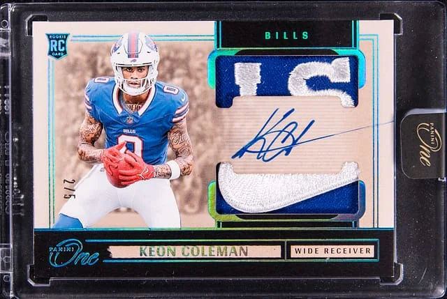 2024 Panini Keon Coleman One Dual Patch Autograph Platinum #44 card image