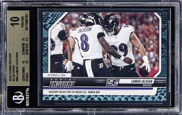 2024 Panini Lamar Jackson Instant Blue Viper #99 card image