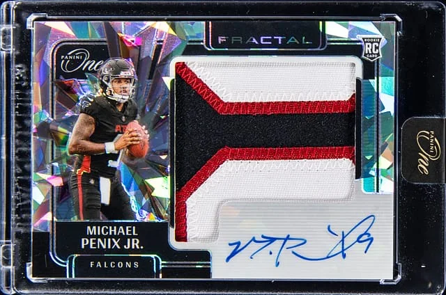 2024 Panini Michael Penix Jr. One Fractal Patch Autograph #392 card image
